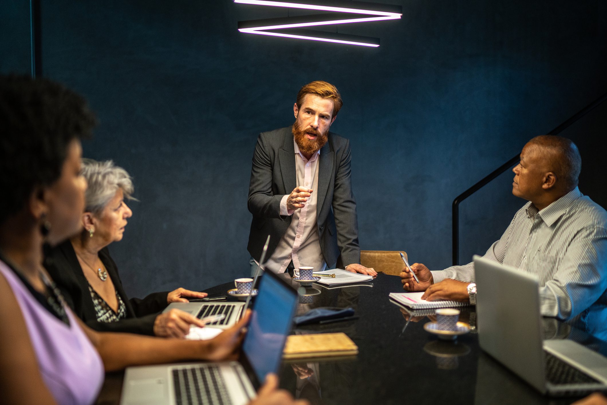 Team collaborating in modern office setting