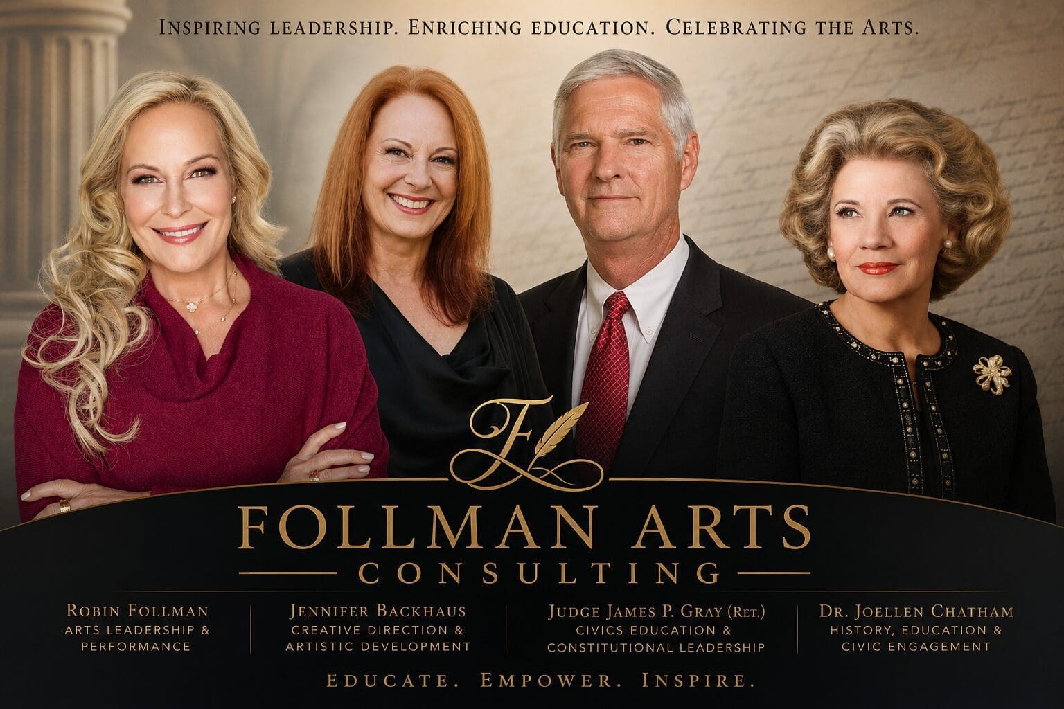 Four professionals promoting arts and education.